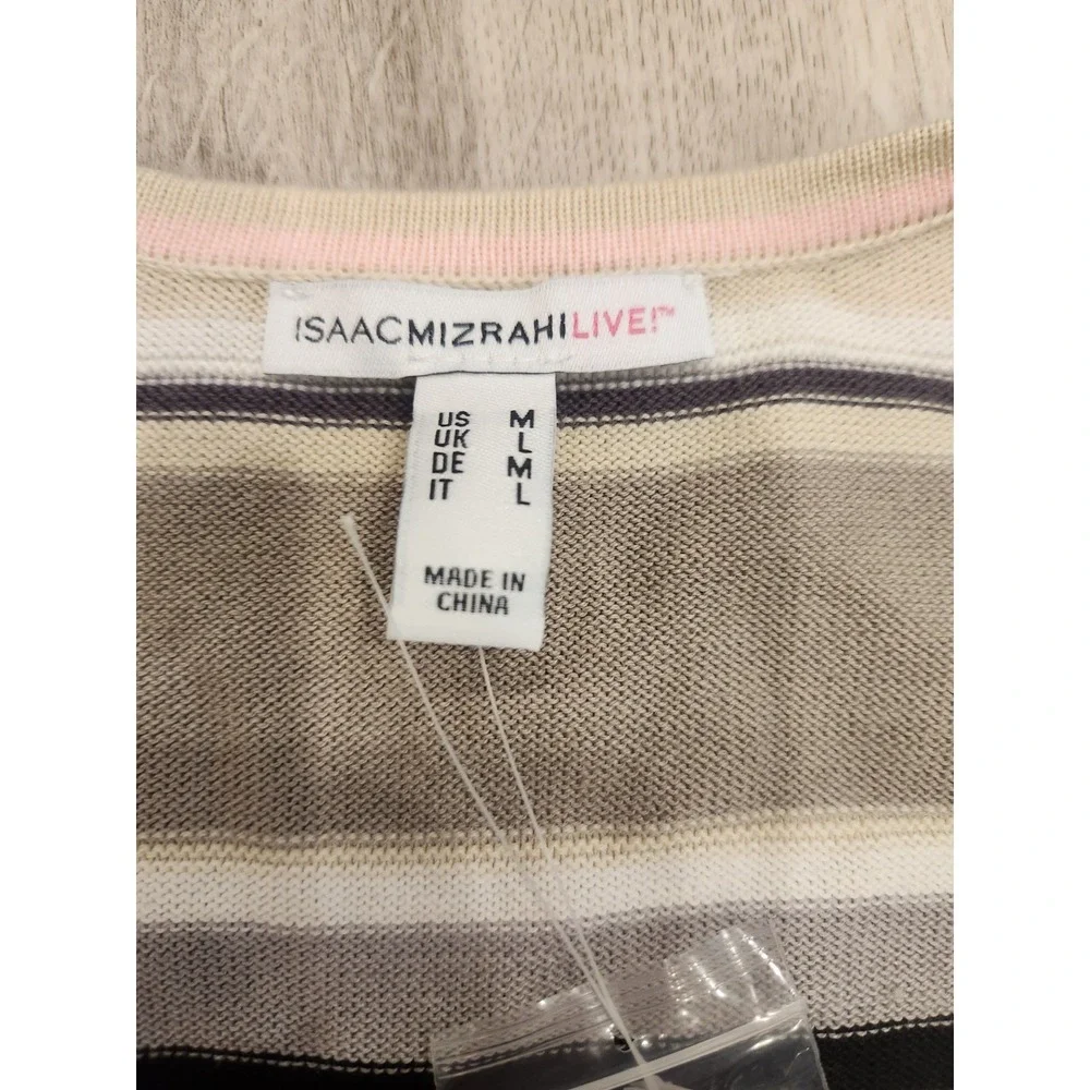Isaac Mizrahi Cream Tan Nuetral Button Fron Cardigan Sweater Size Medium NWOT